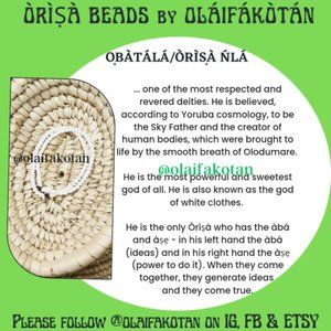 Ifa Orisa OBATALA BRACELET by Olaifakotan (White - Obatala beads)